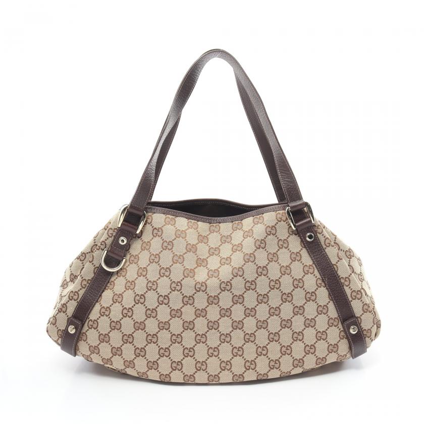 Gucci Monogram Leather Canvas Tote