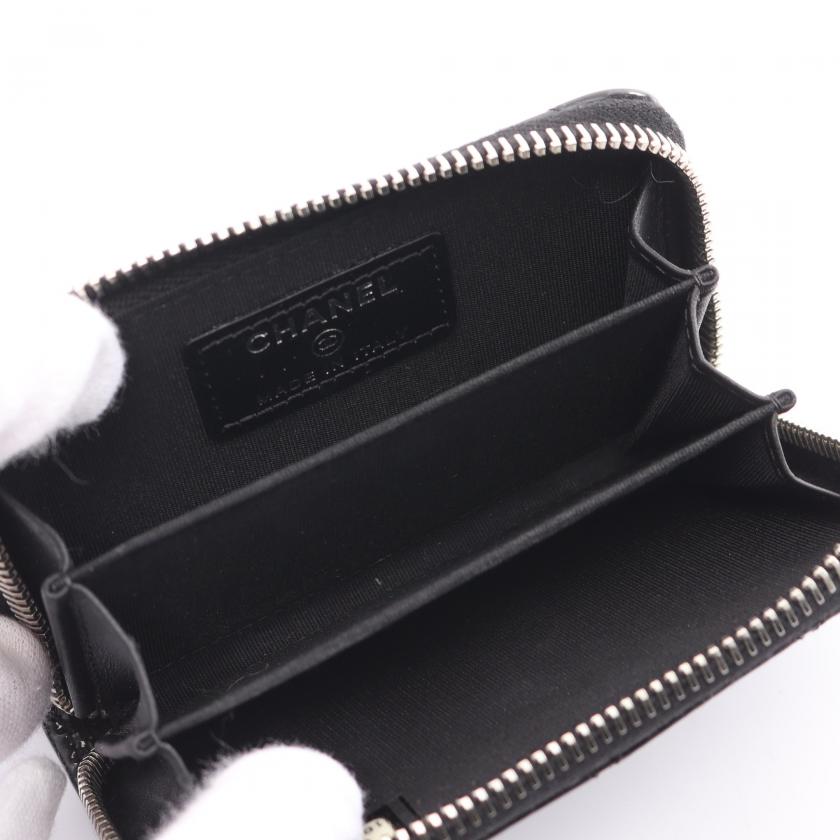 Chanel Brilliant Matelasse Round Fastener Coin Purse Patent Leather Black Silver Hardware 885994