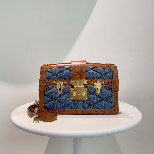 Louis Vuitton Denim Trunk Bag Blue Monogram Canvas Small