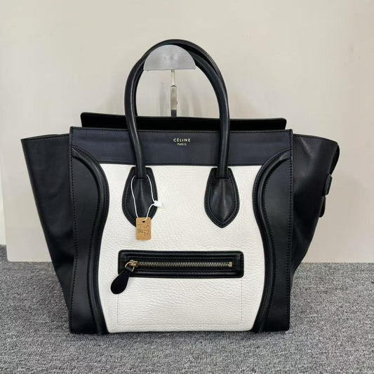 Luxury CELINE Luggage Bag Black White Tote
