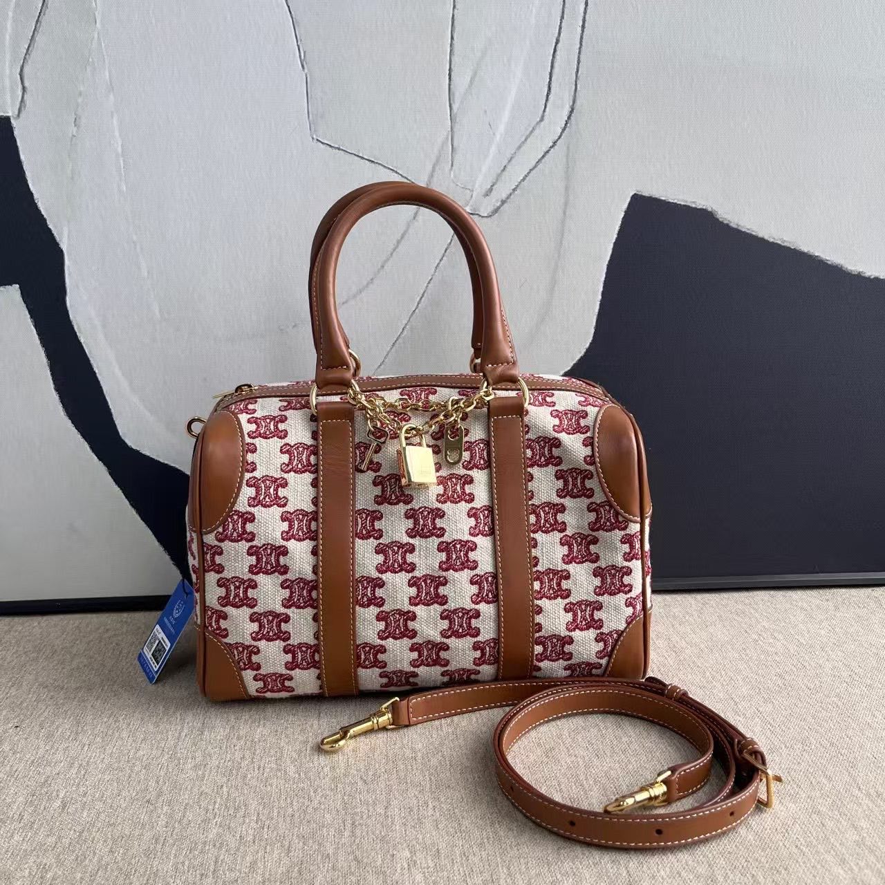 Luxury CELINE Boston Two-Way Bag in Brown Monogram Canvas