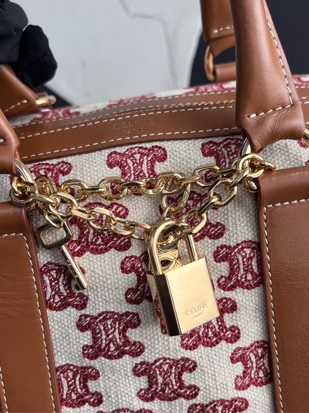 Luxury CELINE Boston Two-Way Bag in Brown Monogram Canvas