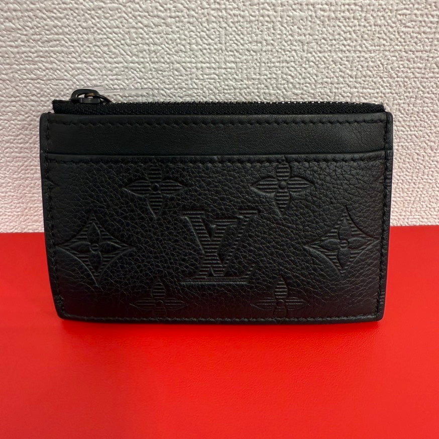 Louis Vuitton Black Leather Monogram Card Case FM9096