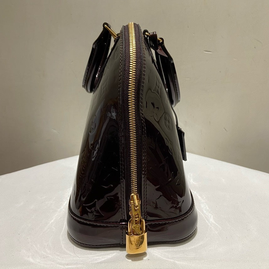 Louis Vuitton Patent Alma PM in Amarante - Top Handle Bag