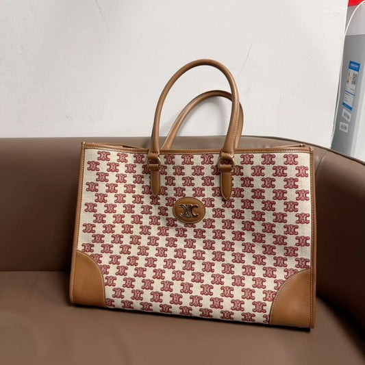 Luxury CELINE Macadam Canvas Beige Tote Bag