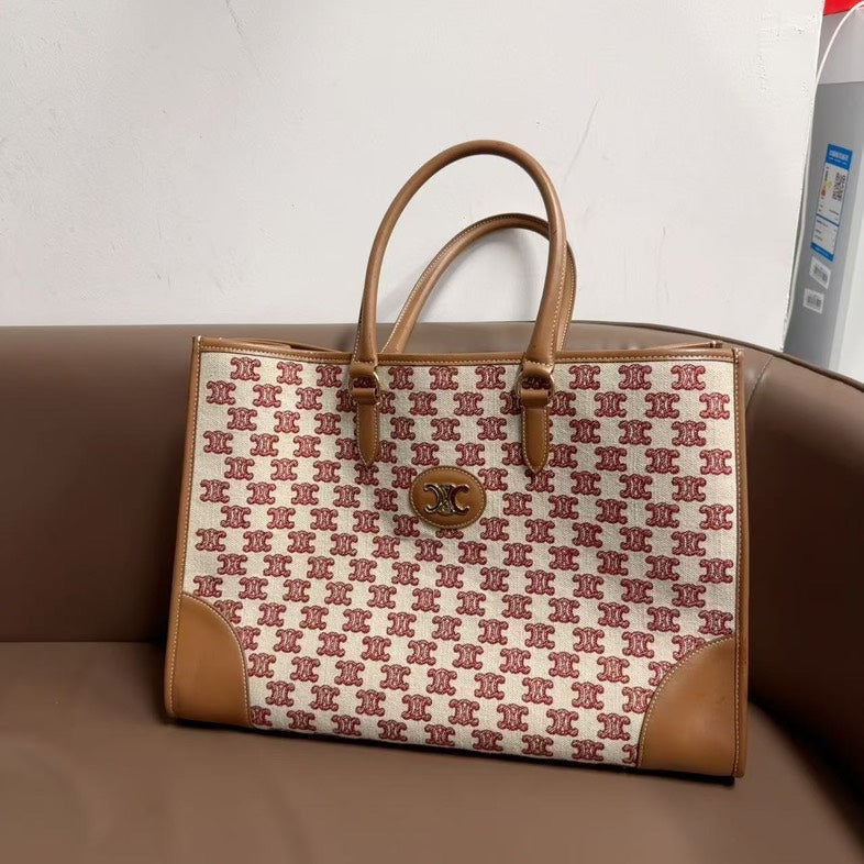 Luxury CELINE Macadam Canvas Beige Tote Bag