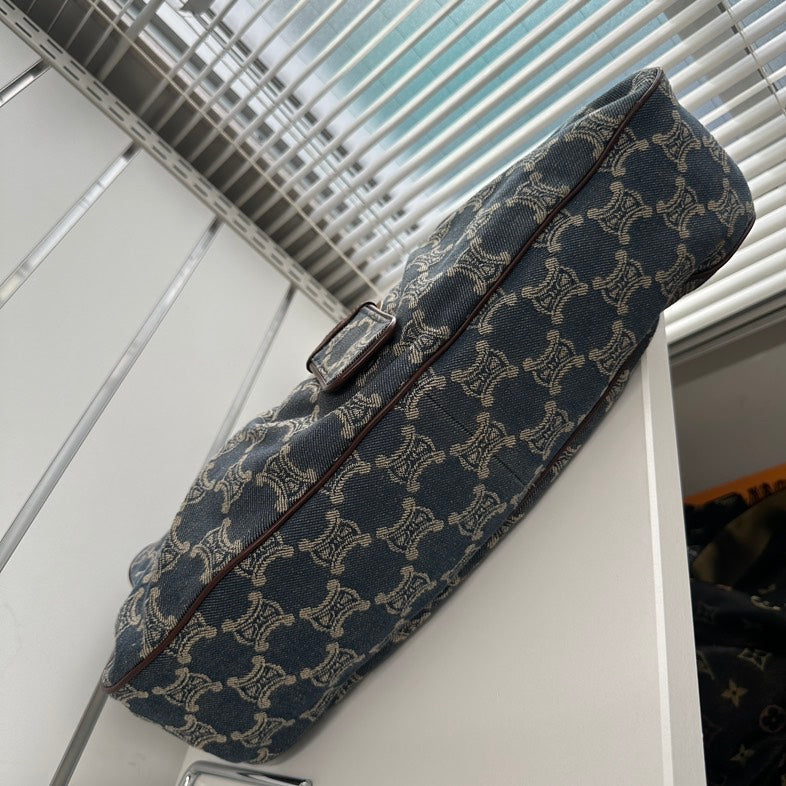 Luxury CELINE Macadam Canvas and Leather Hobo Bag in Blue - Collection