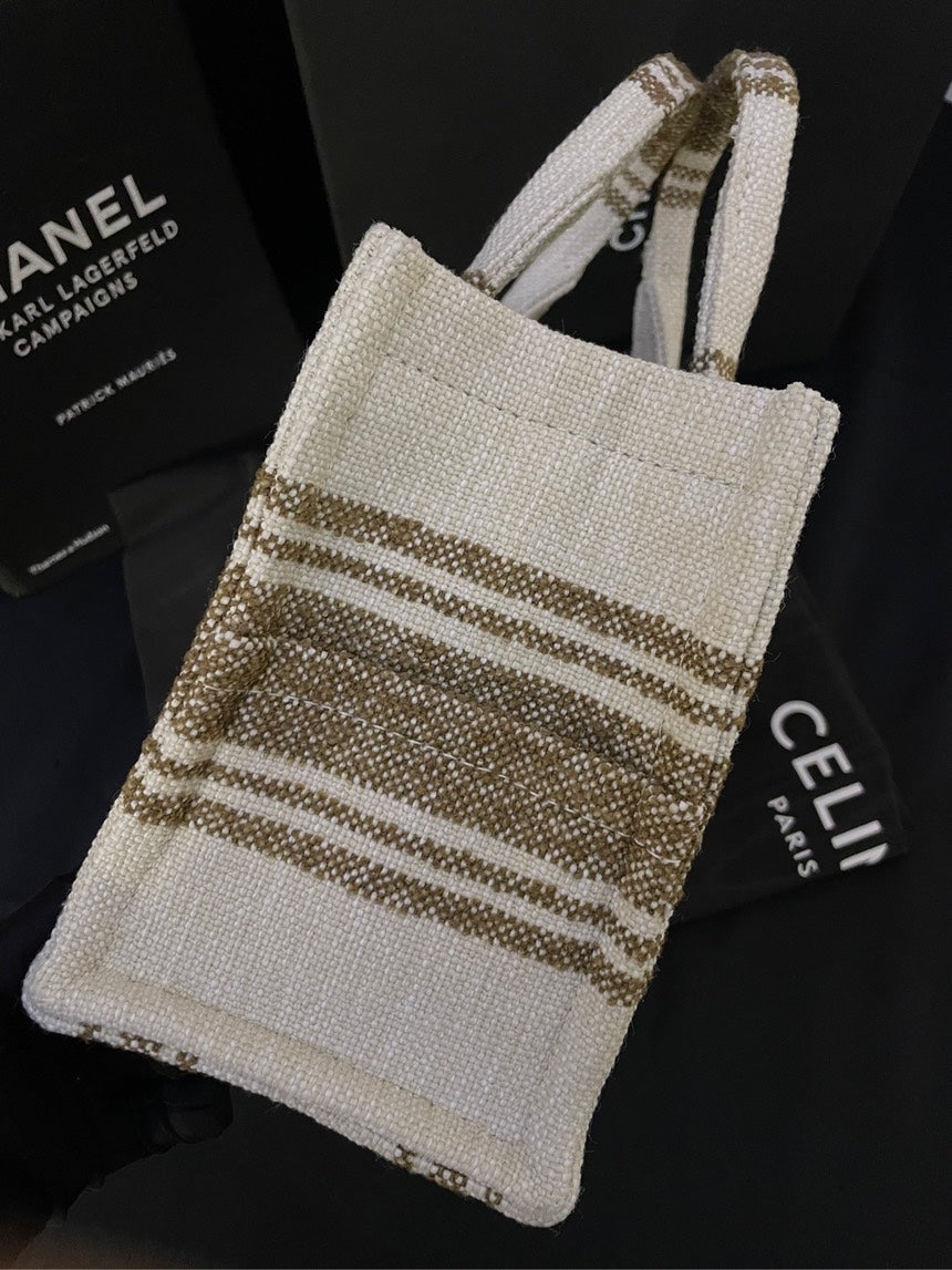 Luxury CELINE Canvas Tote Bag Brand New with Long Strap - Beige