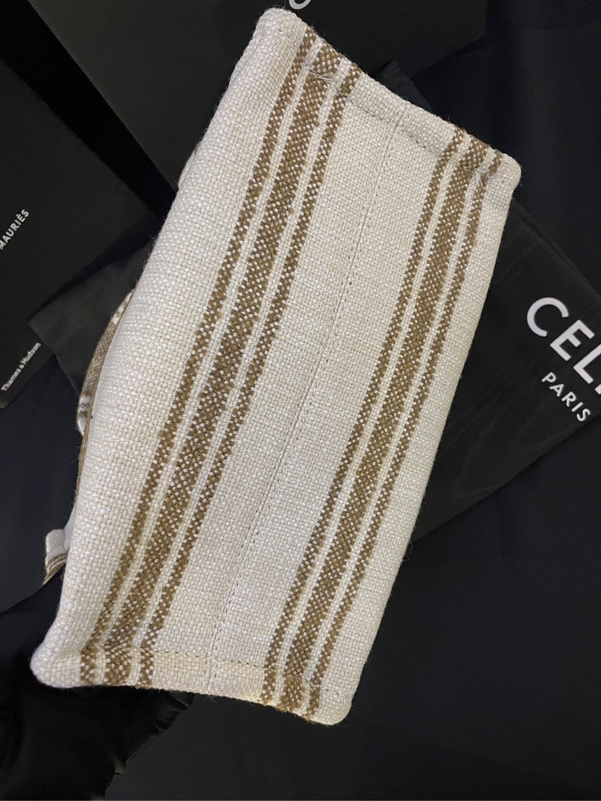 Luxury CELINE Canvas Tote Bag Brand New with Long Strap - Beige