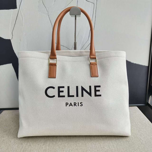 Luxury CELINE Large Cabas Phantom White Tote Bag