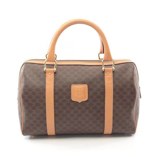 Luxury CELINE Macadam Handbag Mini Boston Bag Dark Brown PVC Leather