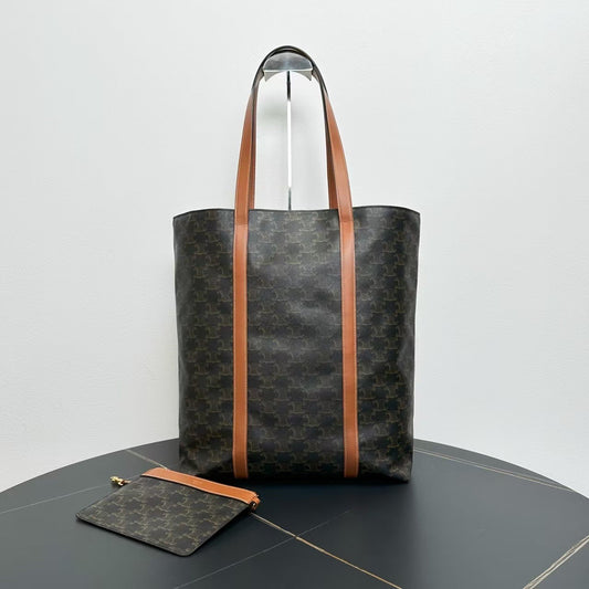 Luxury CELINE Tote Bag in Brown Canvas - Designer Handbag