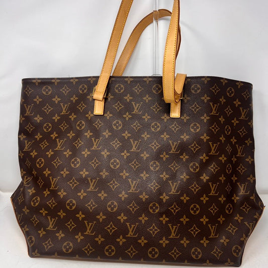 Louis Vuitton AF471 Monogram Canvas Brown Leather Tote Bag