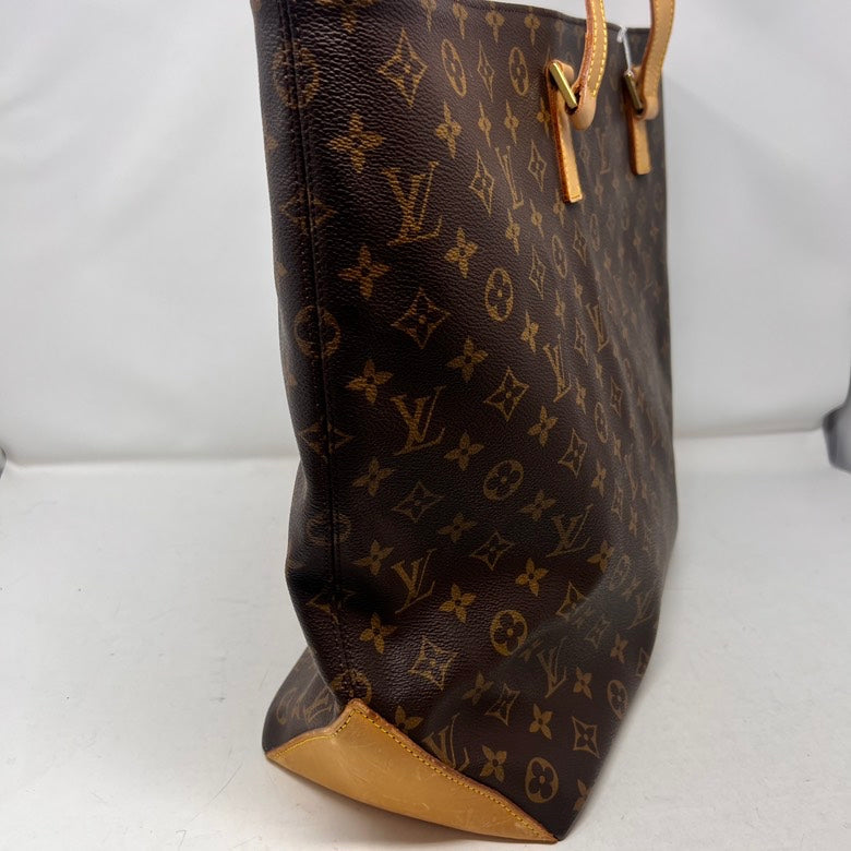 Louis Vuitton AF471 Monogram Canvas Brown Leather Tote Bag