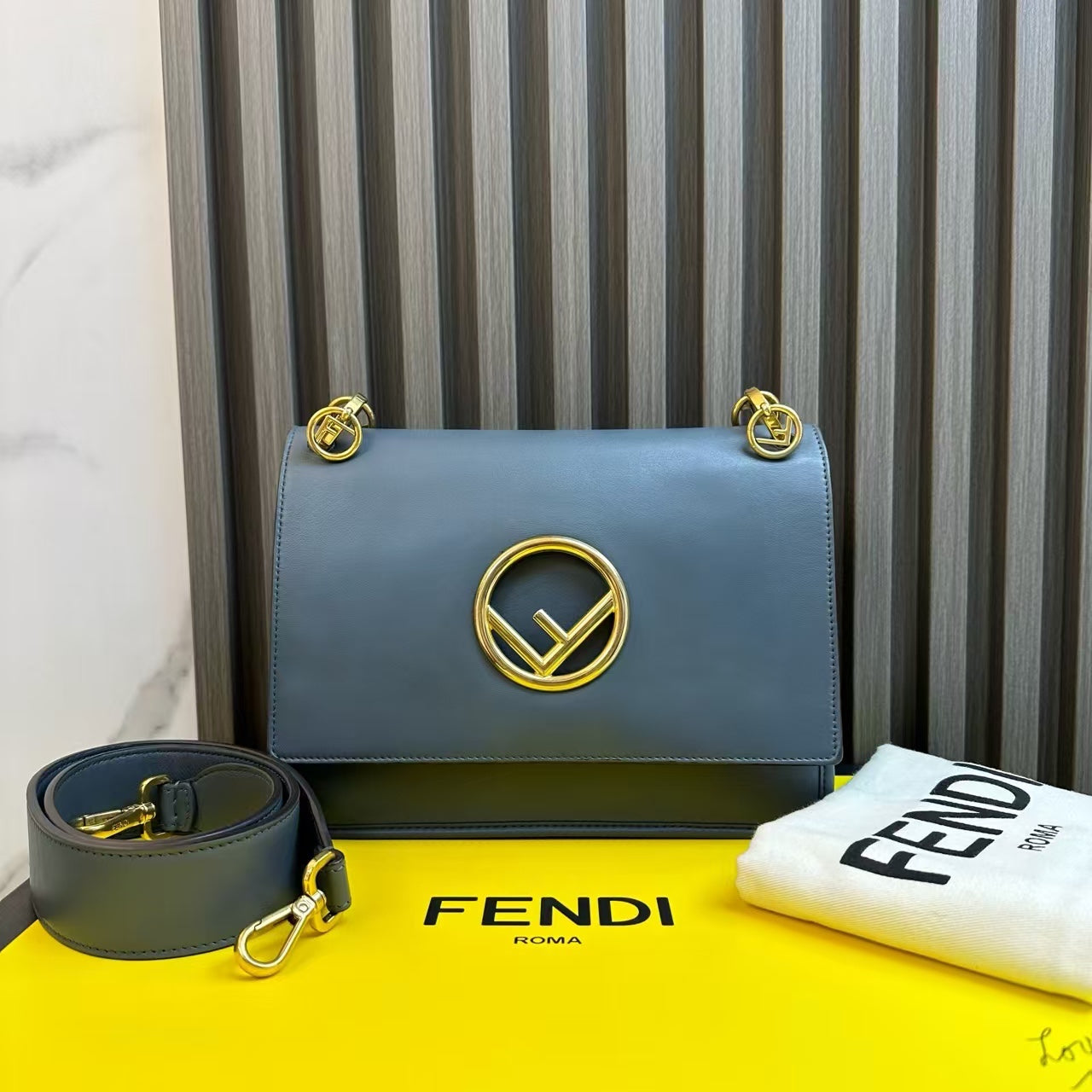 Fendi Kan I Blue Shoulder Bag - Designer Handbag
