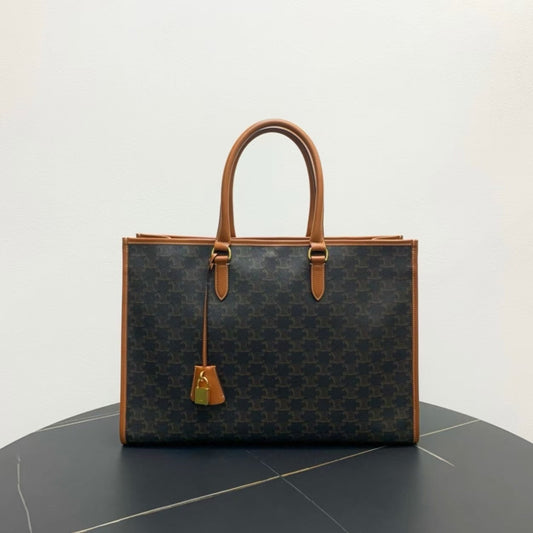 Luxury CELINE Macadam Canvas Brown Tote Bag - Designer Handbag