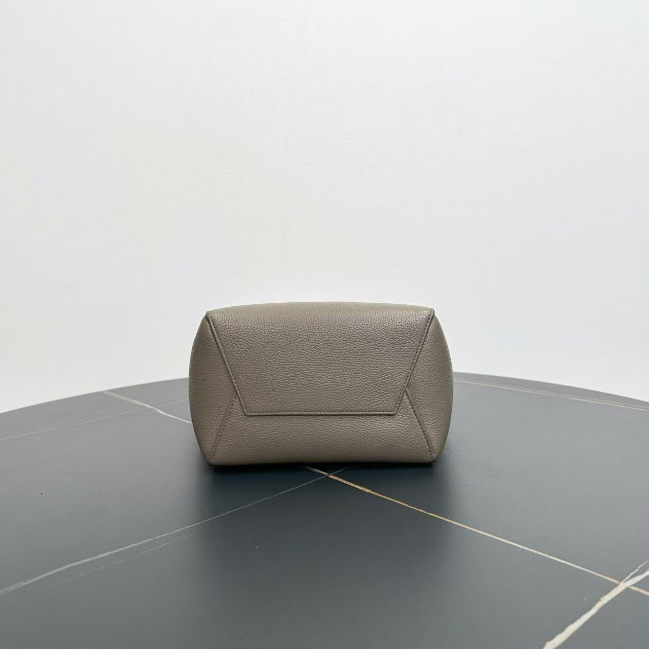 Luxury CELINE Shoulder Bag Taupe Grained Leather Medium Size