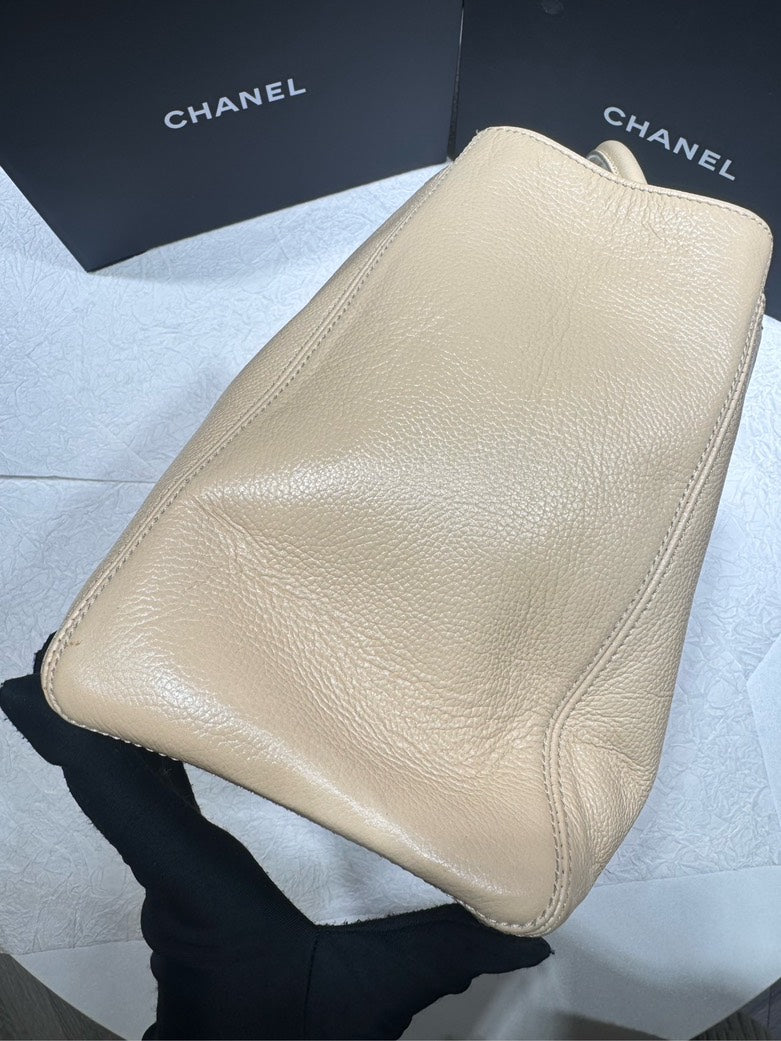 Chanel Beige Caviar Cerf Middle Size Satchel with Strap 13