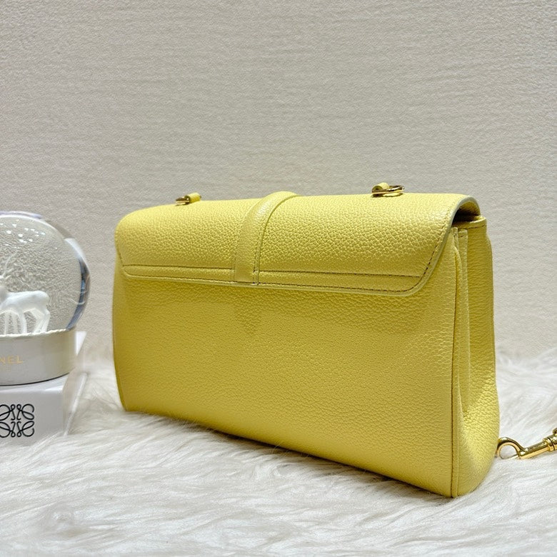 Luxury CELINE Teen Soft 16 Yellow Leather Satchel Bag