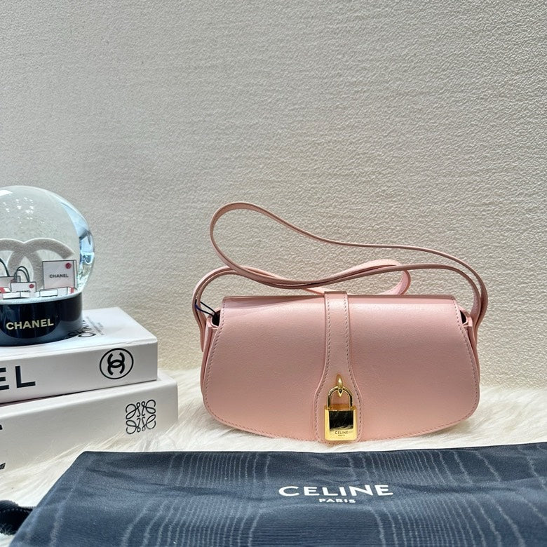 Luxury CELINE Ava Pink Leather Shoulder Bag