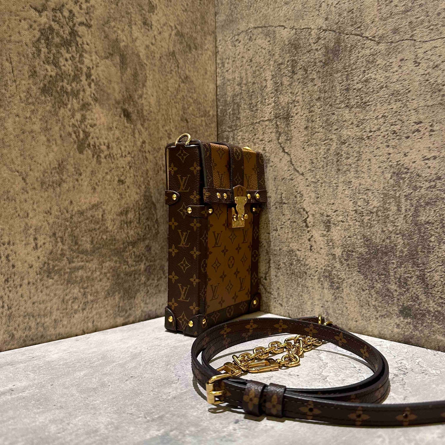 Louis Vuitton trunk vertical phone bag (microchip)
