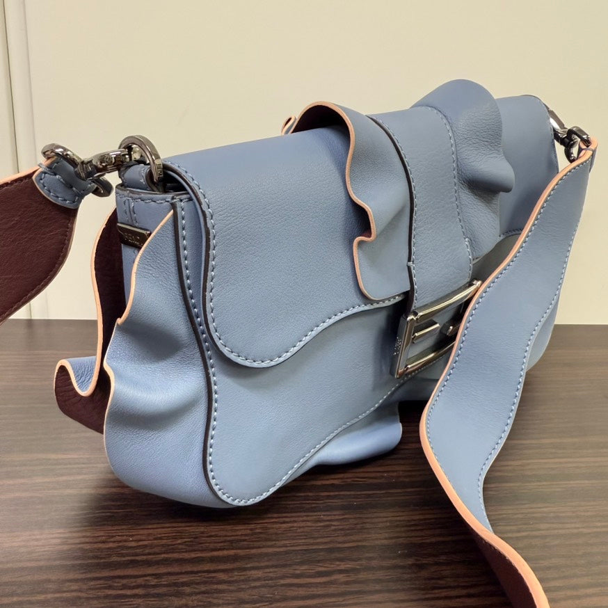 Fendi Leather Baguette Shoulder Bag Light Blue