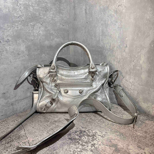 Balenciaga city mini bag silver color