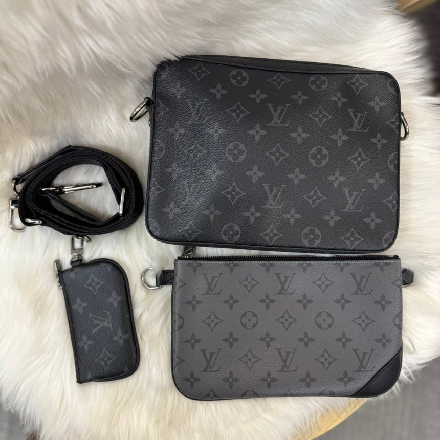 Louis Vuitton Monogram Eclipse Trio Messenger Bag in Black