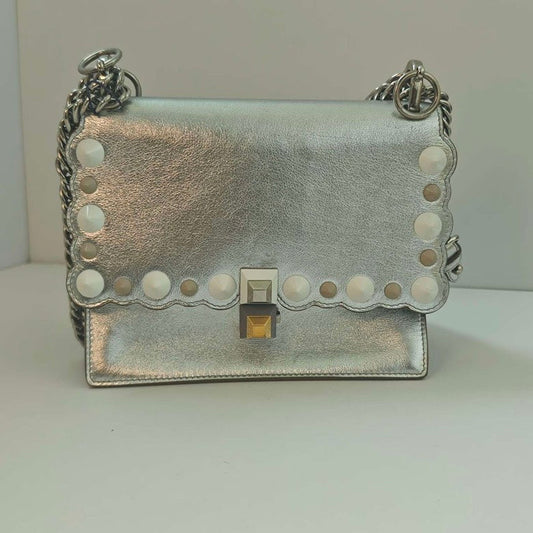Fendi Kani Silver Shoulder Bag Stylish Designer Handbag