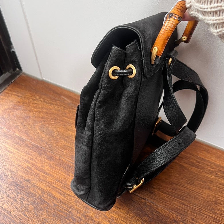 Gucci  Bamboo Backpack AG367 Black Leather