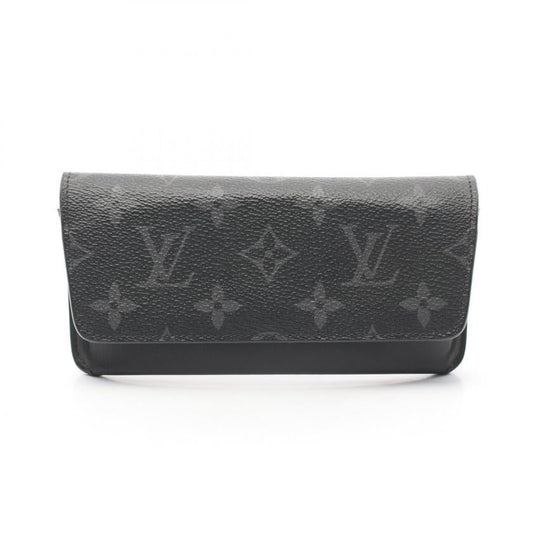 LOUIS VUITTON Etui Lunette Monogram Eclipse Glasses Case Black PVC Leather