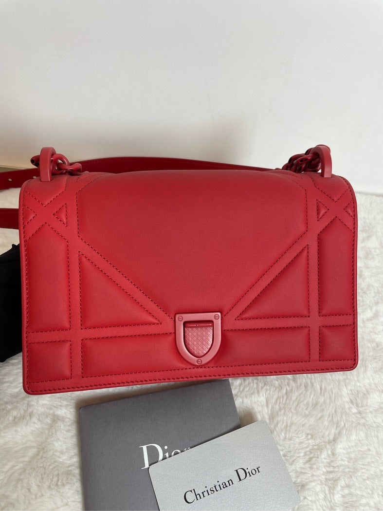 Christian Dior Diorama Chain Bag Red Leather Shoulder Bag
