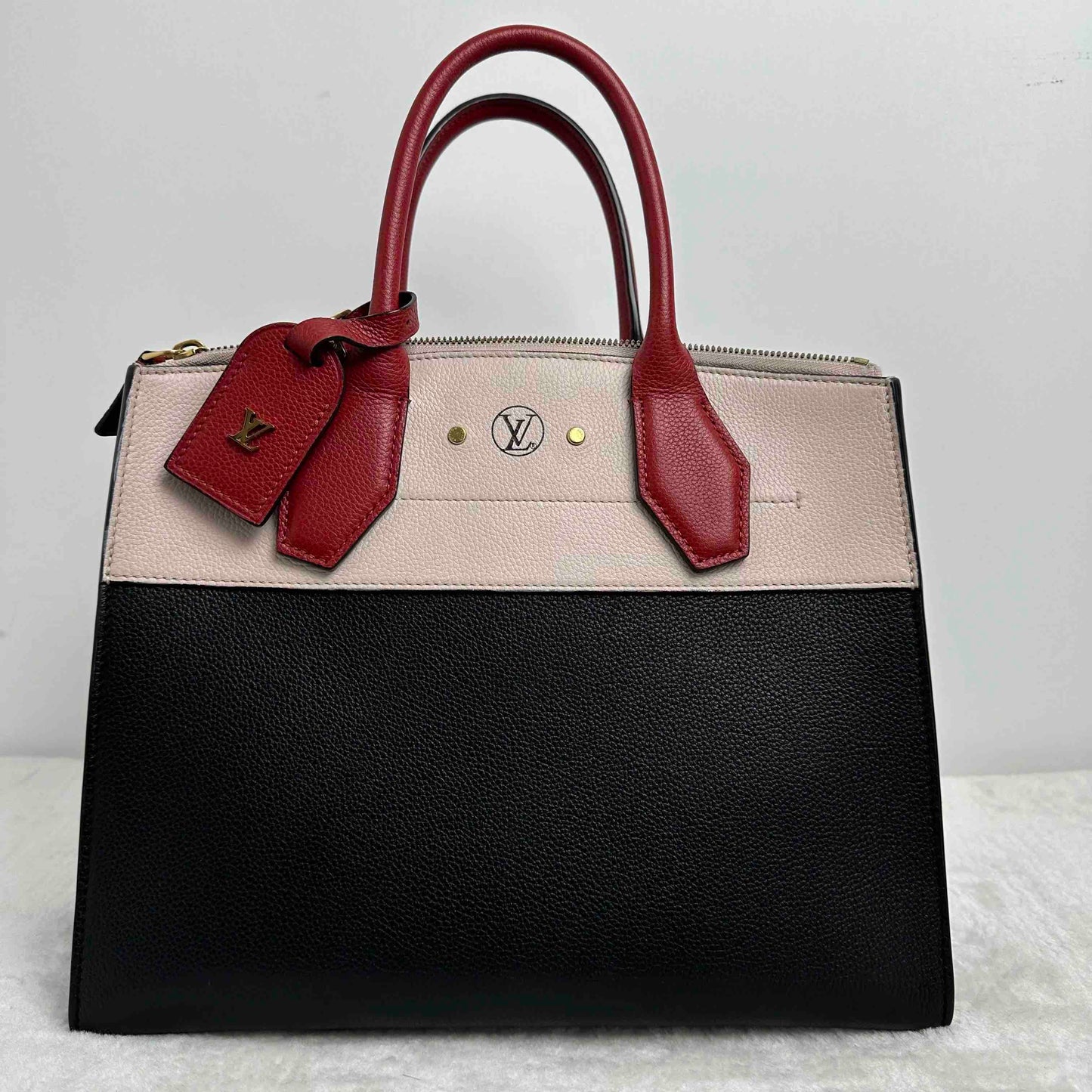 Louis Vuitton City Steamer Light Pink Black Cowhide Handbag BJ1101804058