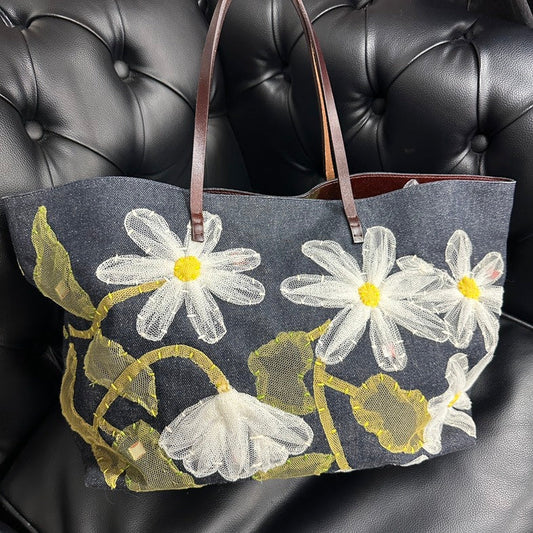 Fendi Denim FVN Tote Bag Blue
