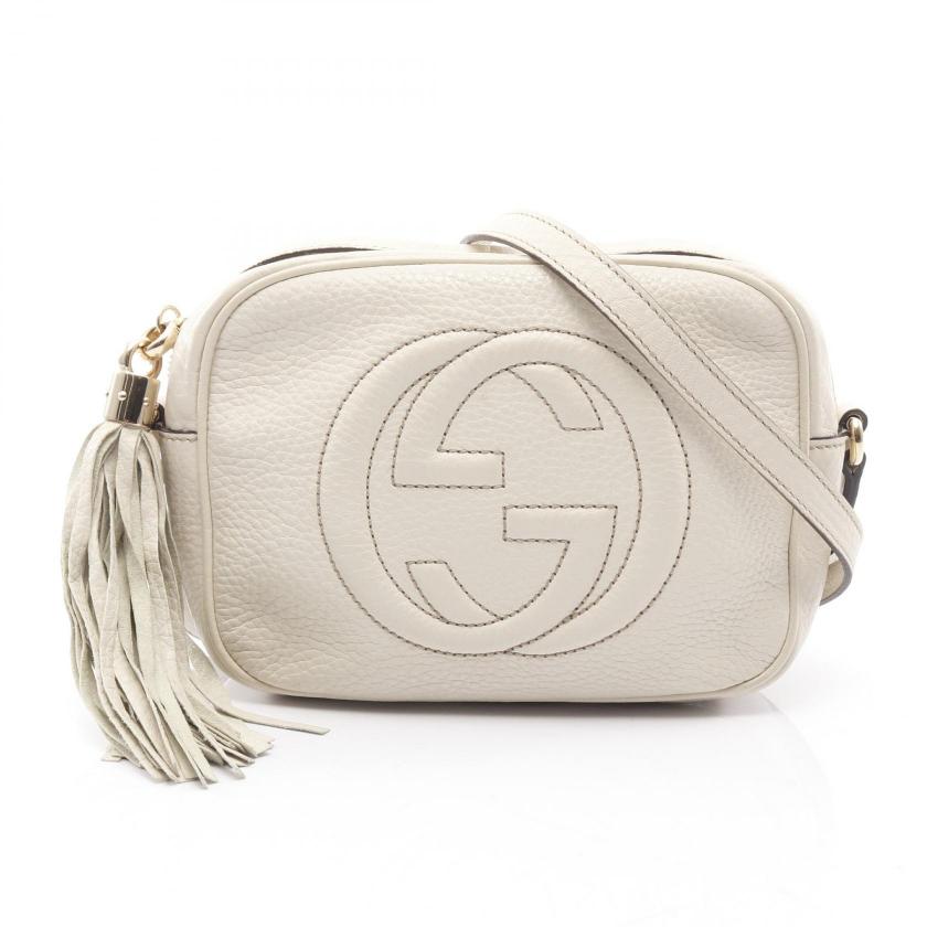 GUCCI Soho disco bag Interlocking G Shoulder bag leather off white 2118400206750