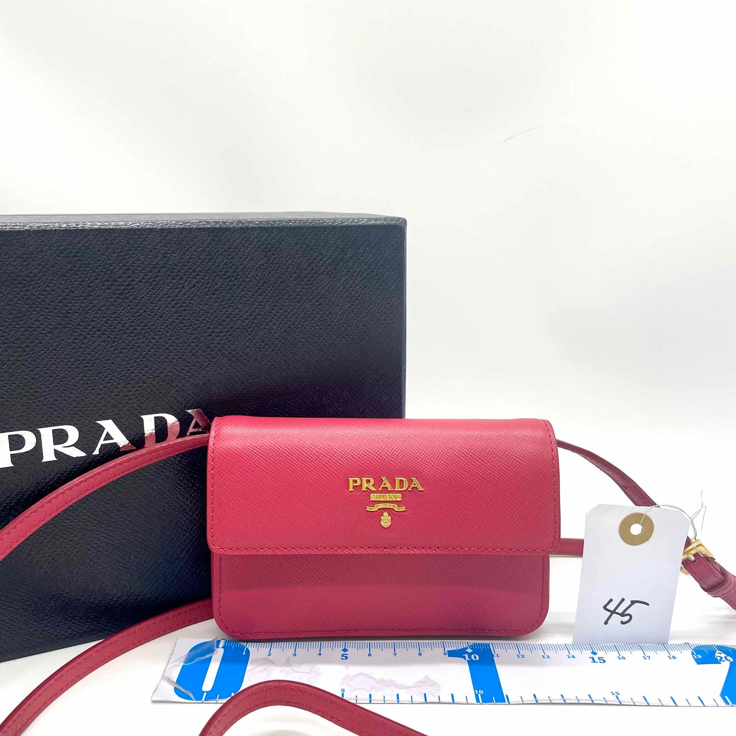 Prada Saffiano Clutch Crossbody Bag,Leather,Pink