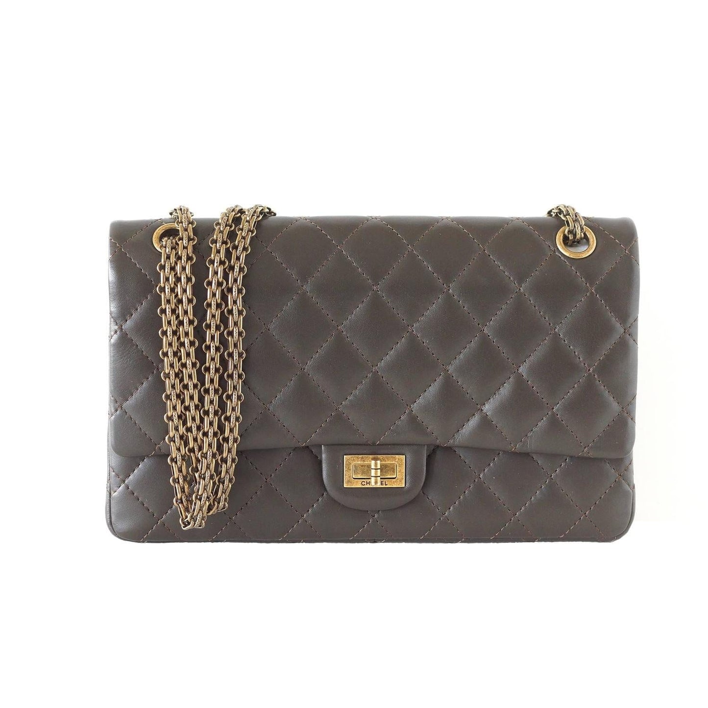 Chanel Bag 2 55 Medium Classic Double Flap Dark Olive Khaki New