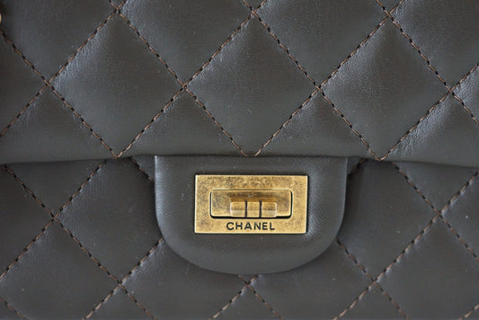 Chanel Bag 2 55 Medium Classic Double Flap Dark Olive Khaki New