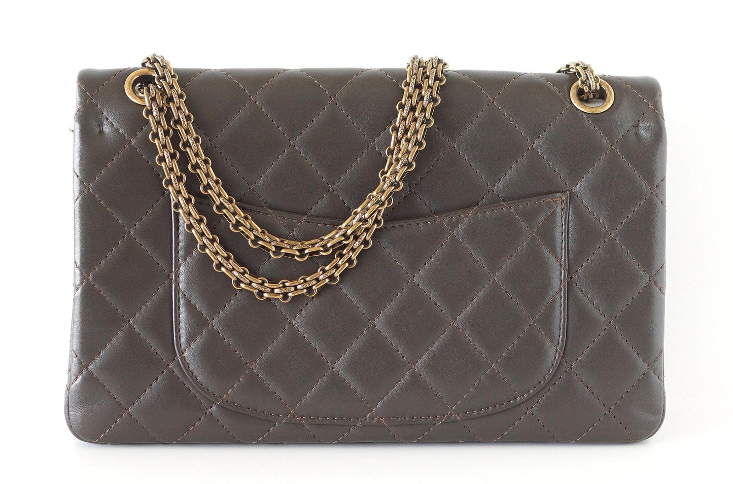 Chanel Bag 2 55 Medium Classic Double Flap Dark Olive Khaki New