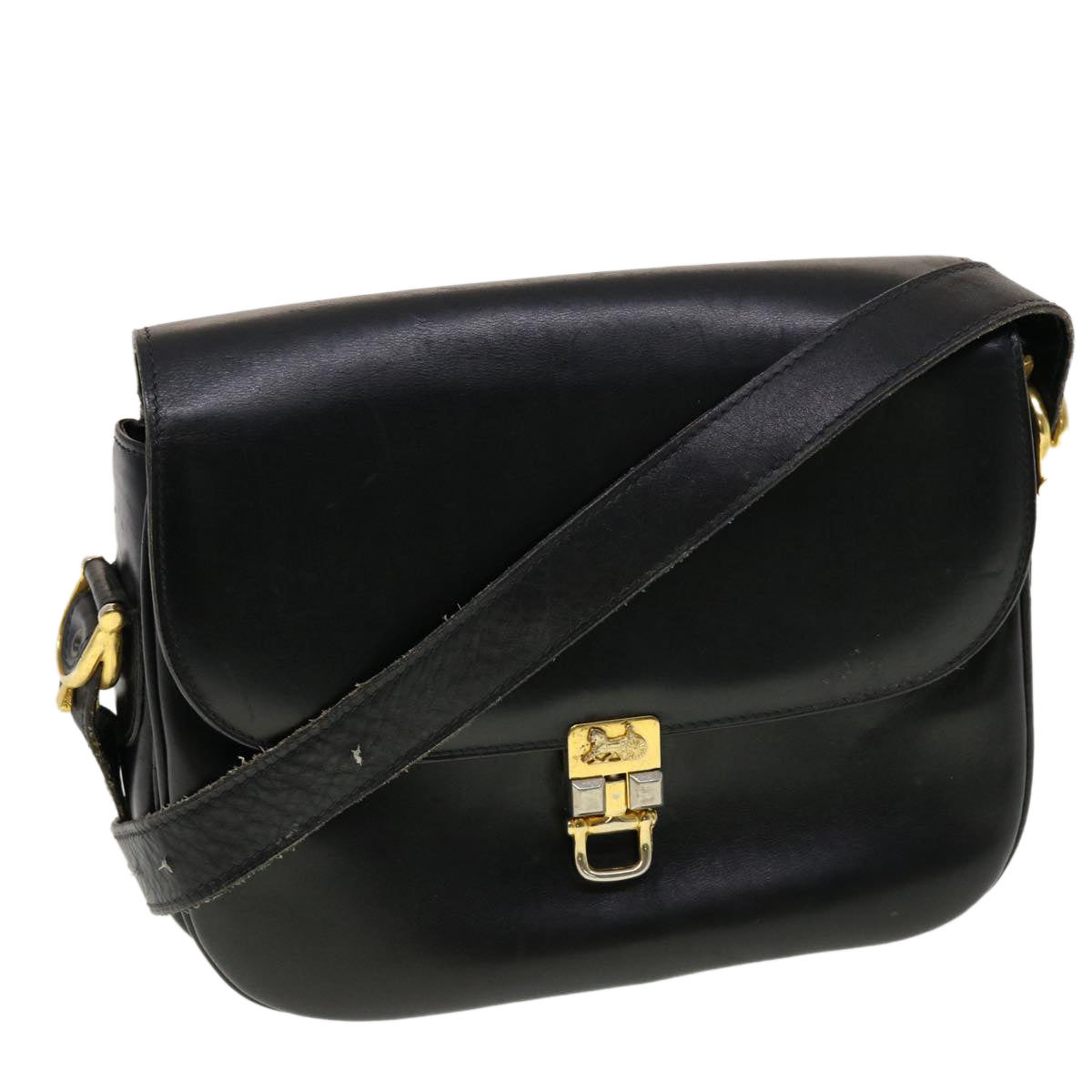 Luxury CELINE Horse Carriage Shoulder Bag Leather Black rd4963