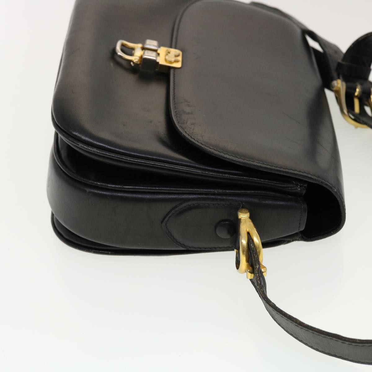 Luxury CELINE Horse Carriage Shoulder Bag Leather Black rd4963