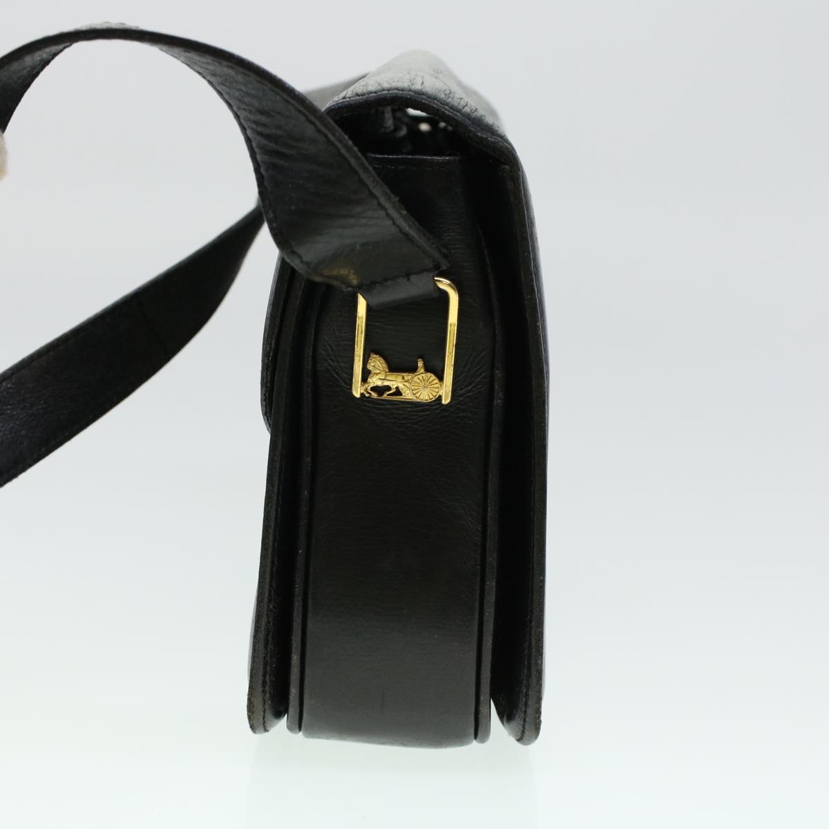 Luxury CELINE Horse Carriage Shoulder Bag Leather Black rd5032