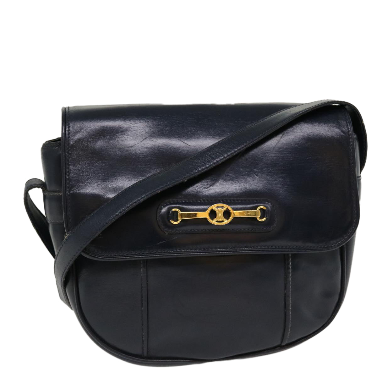 Luxury CELINE Shoulder Bag Leather Navy rd5176