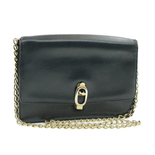Luxury CELINE Horse Carriage Chain Shoulder Bag Leather Navy rd740