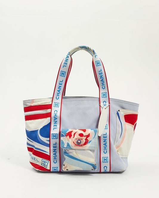 Chanel Blue Red Fabric Surf Beach Tote Bag