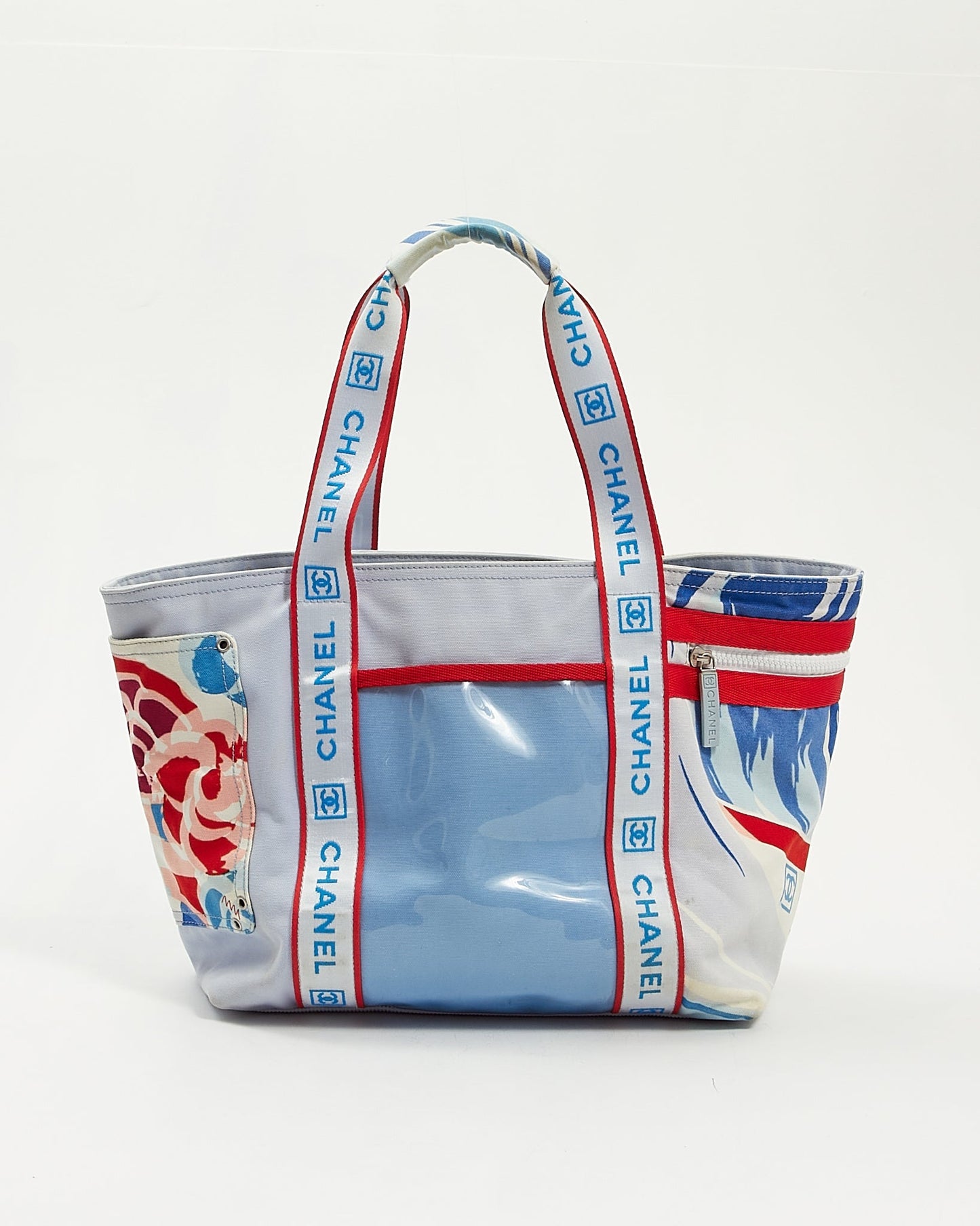 Chanel Blue Red Fabric Surf Beach Tote Bag