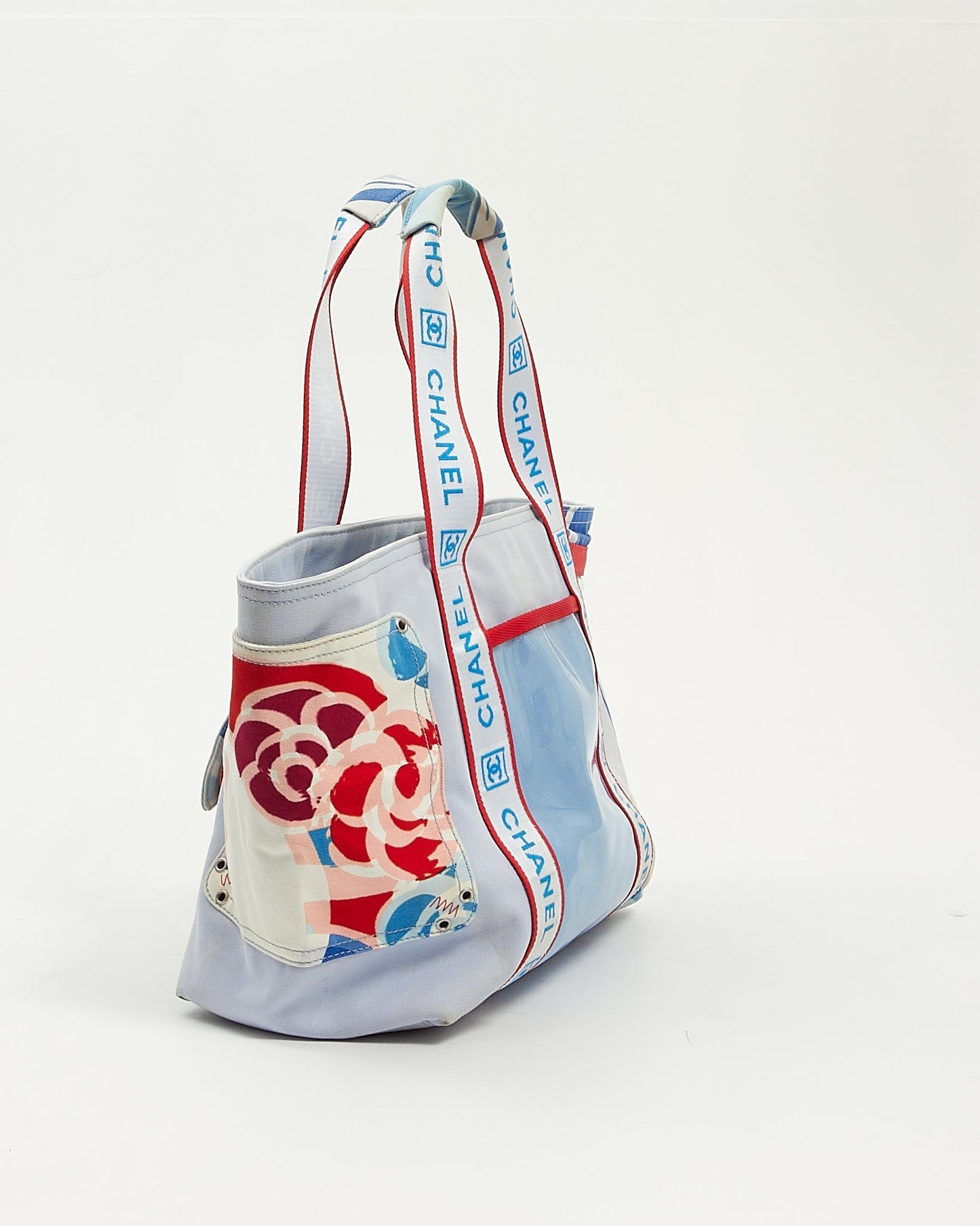 Chanel Blue Red Fabric Surf Beach Tote Bag
