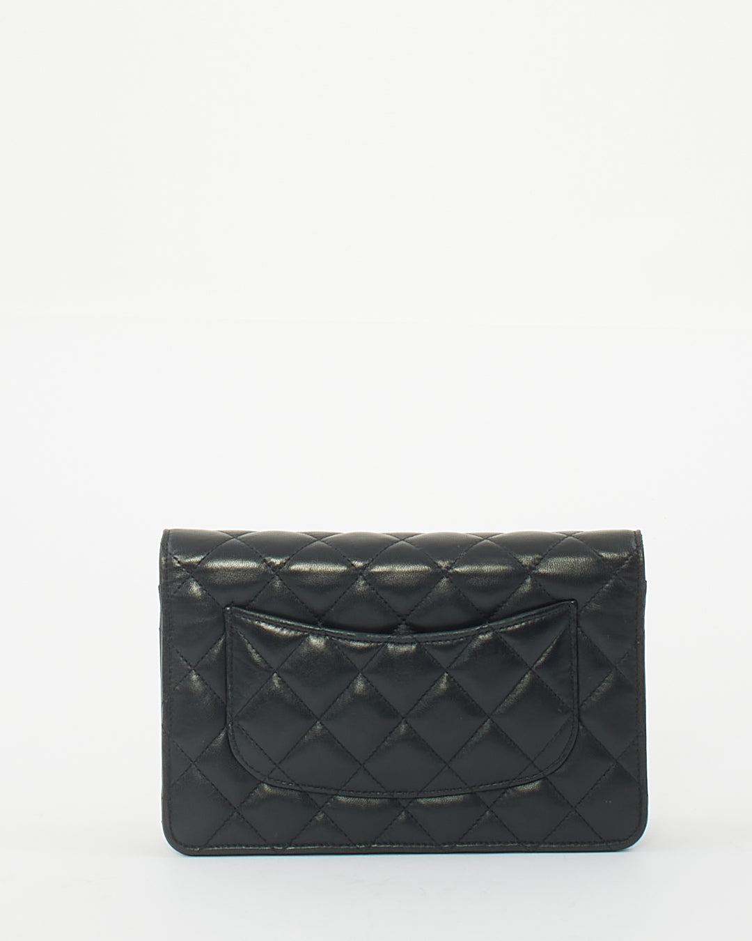 Chanel Black Lambskin Leather with Silver Hardware Wallet On Chain