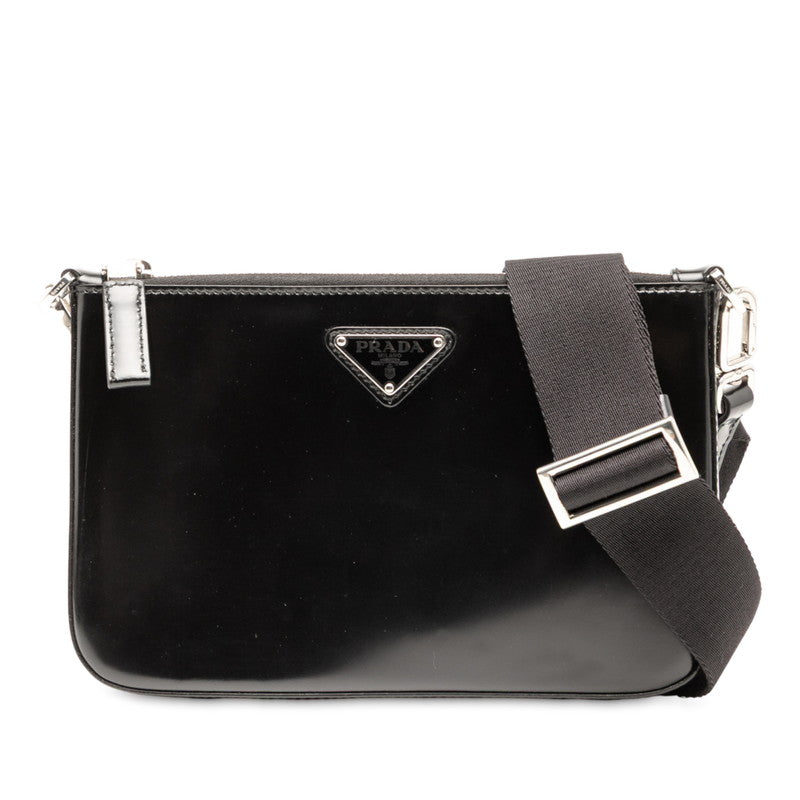 Prada 2VH129 Triangle Logo Plate Leather Shoulder Bag