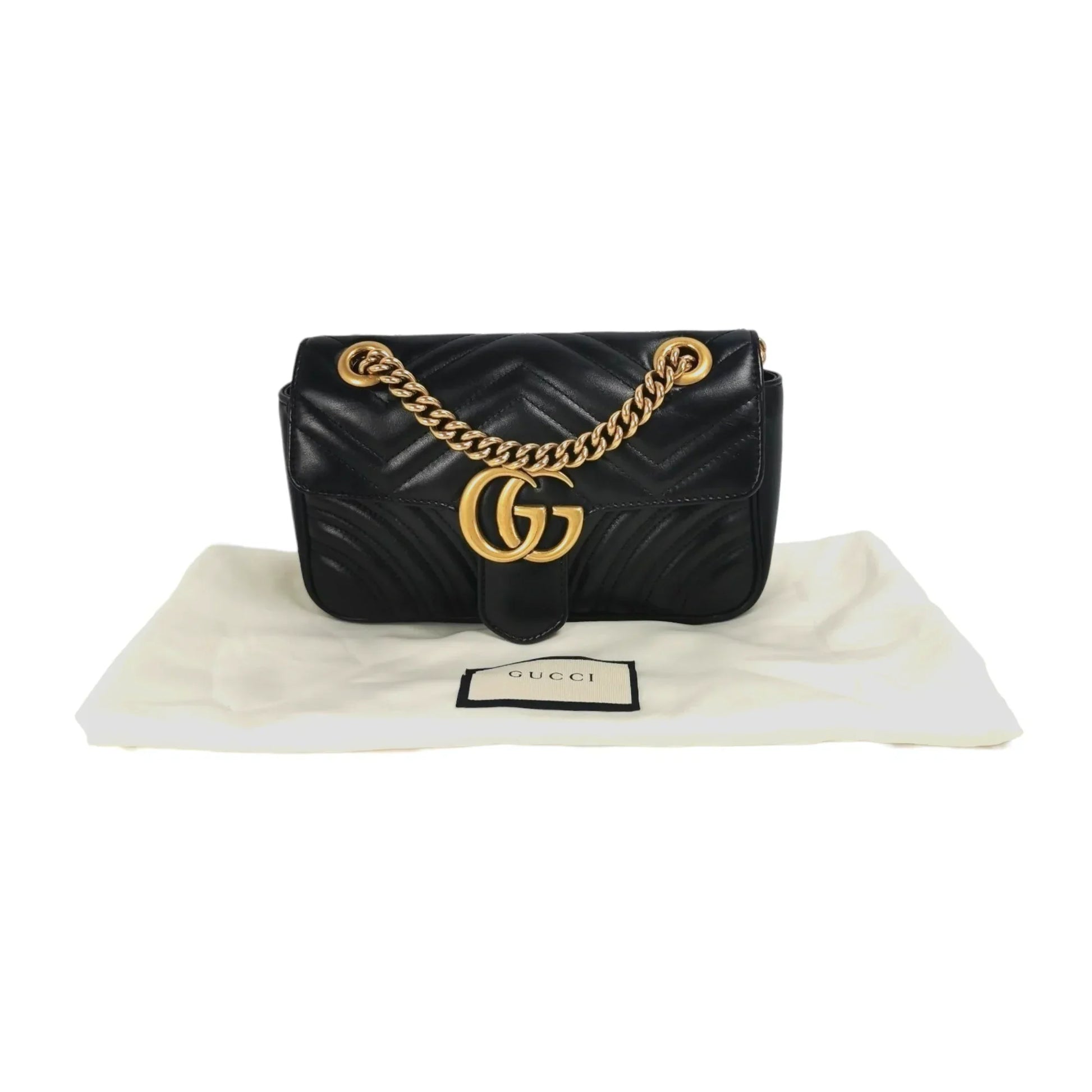 Gucci GG Marmont Black Leather Quilted Crossbody Style 2